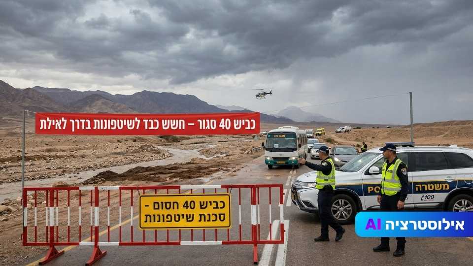 אילת במצור? חשש כבד משיטפונות בדרכי הגישה לעיר; כביש 40 נחסם