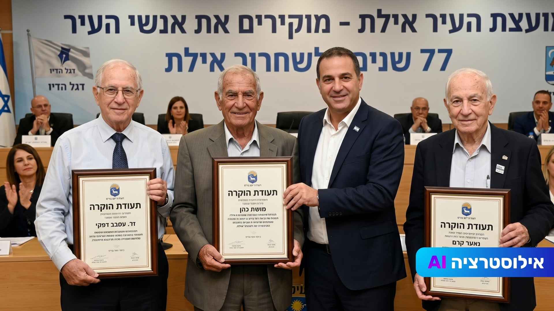 מוקירים את אנשי העיר: עיריית אילת העניקה תעודות הוקרה לשלושה תושבים ותיקים