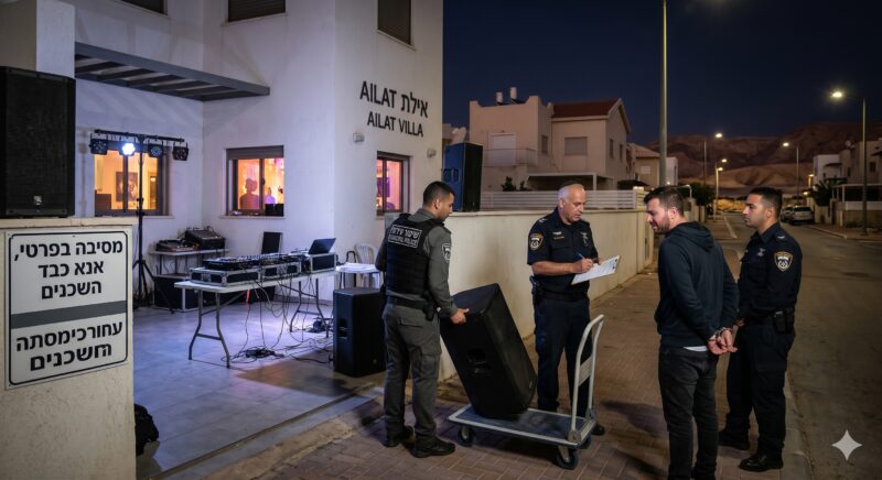סוף למסיבה: דיג'יי עוכב וציוד הגברה הוחרם בווילה בלב שכונת מגורים באילת